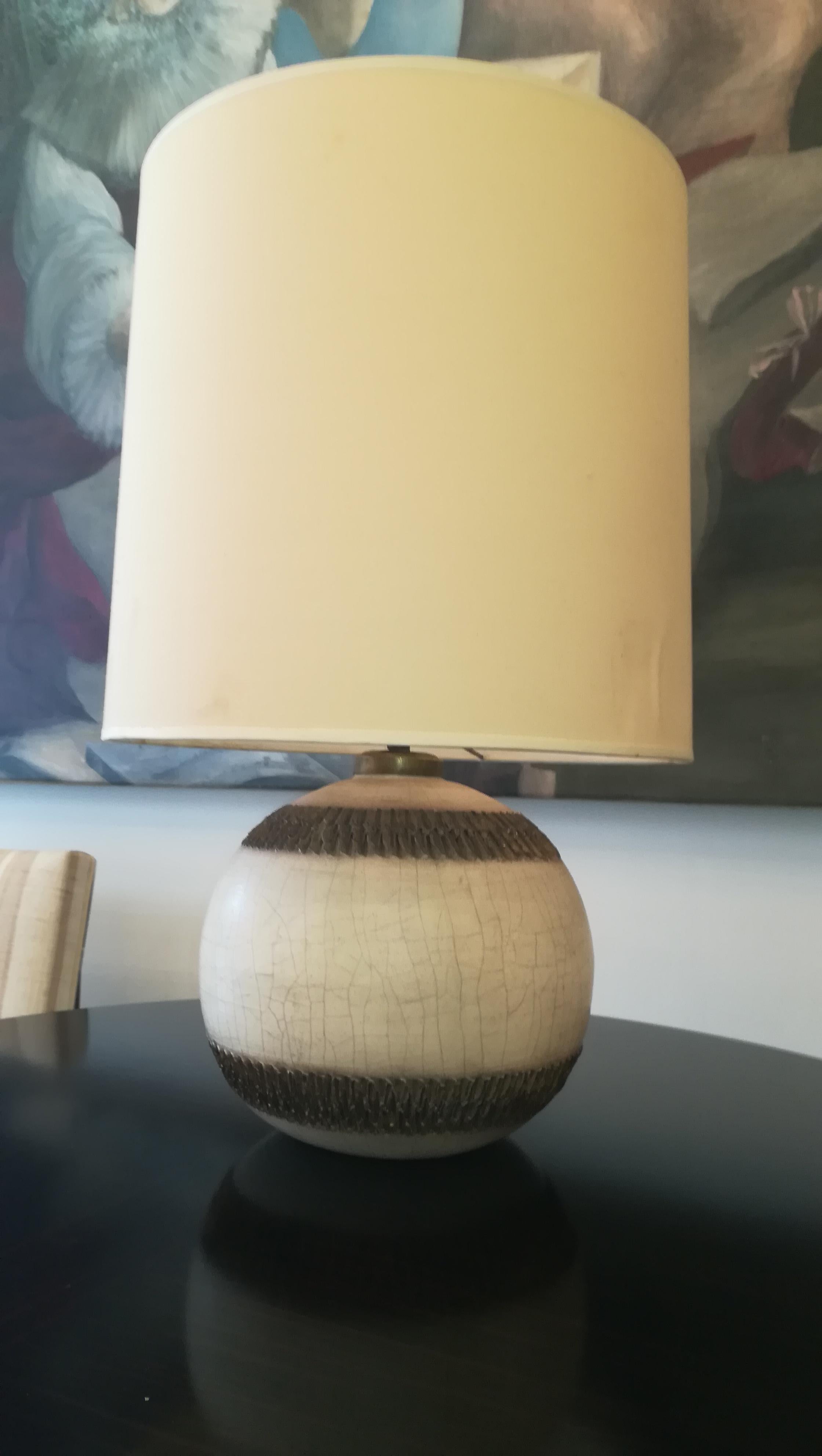 Jean Besnard Ceramic Table Lamp circa 1930, Signed 5