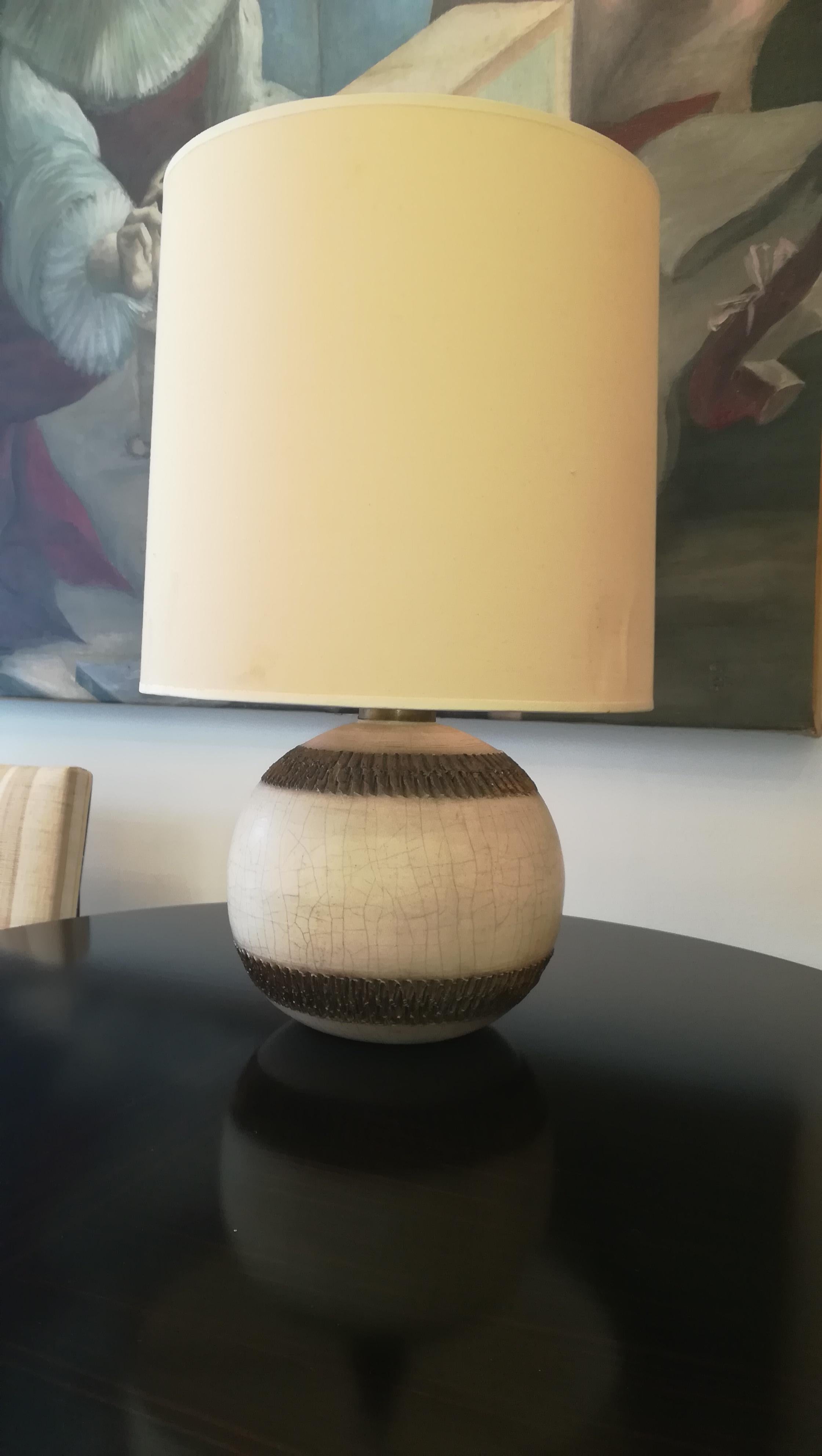French Jean Besnard Ceramic Table Lamp circa 1930, Signed