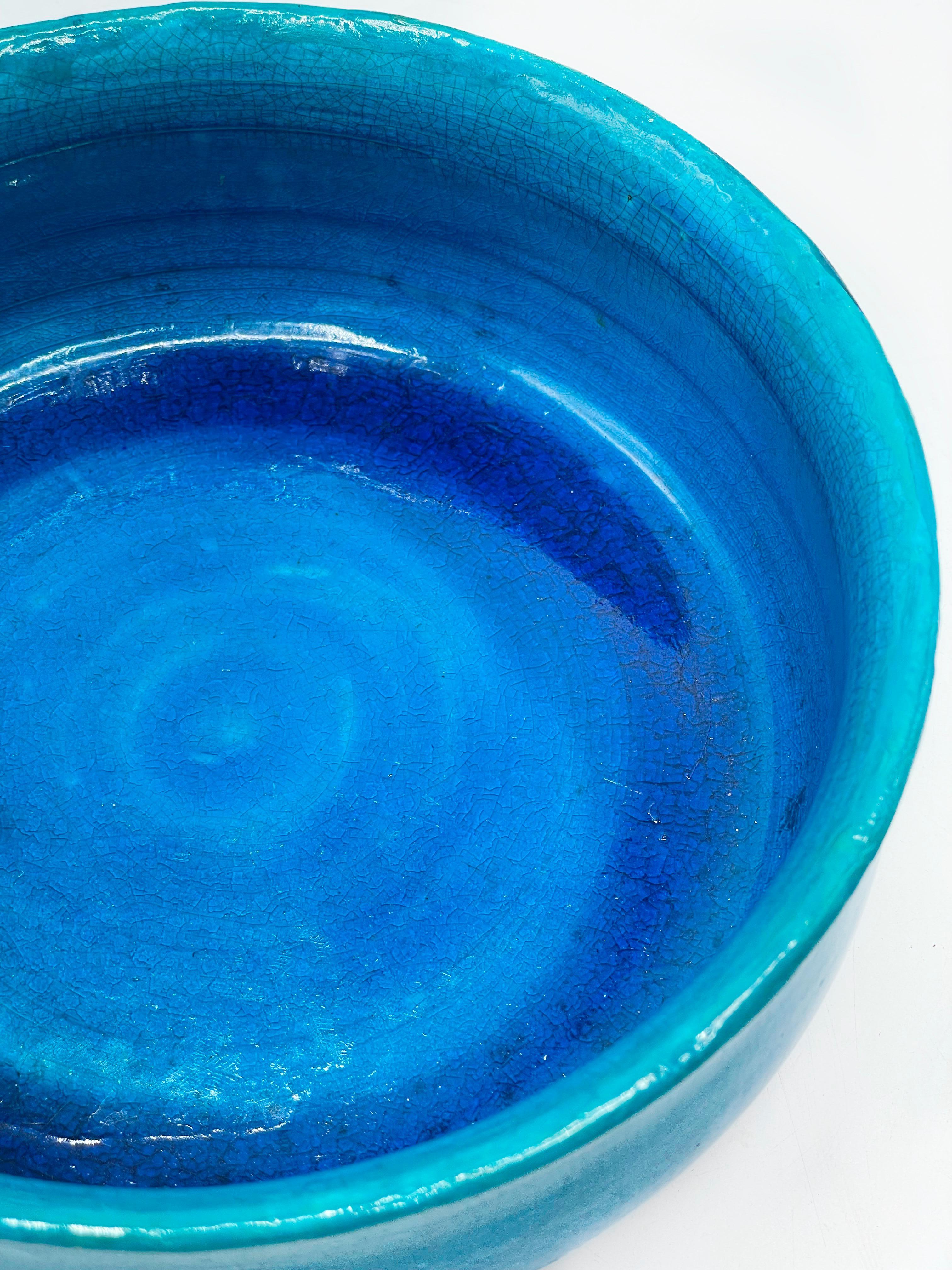 Jean Besnard Crackled Turquoise Glazed Pottery bowl For Sale 2