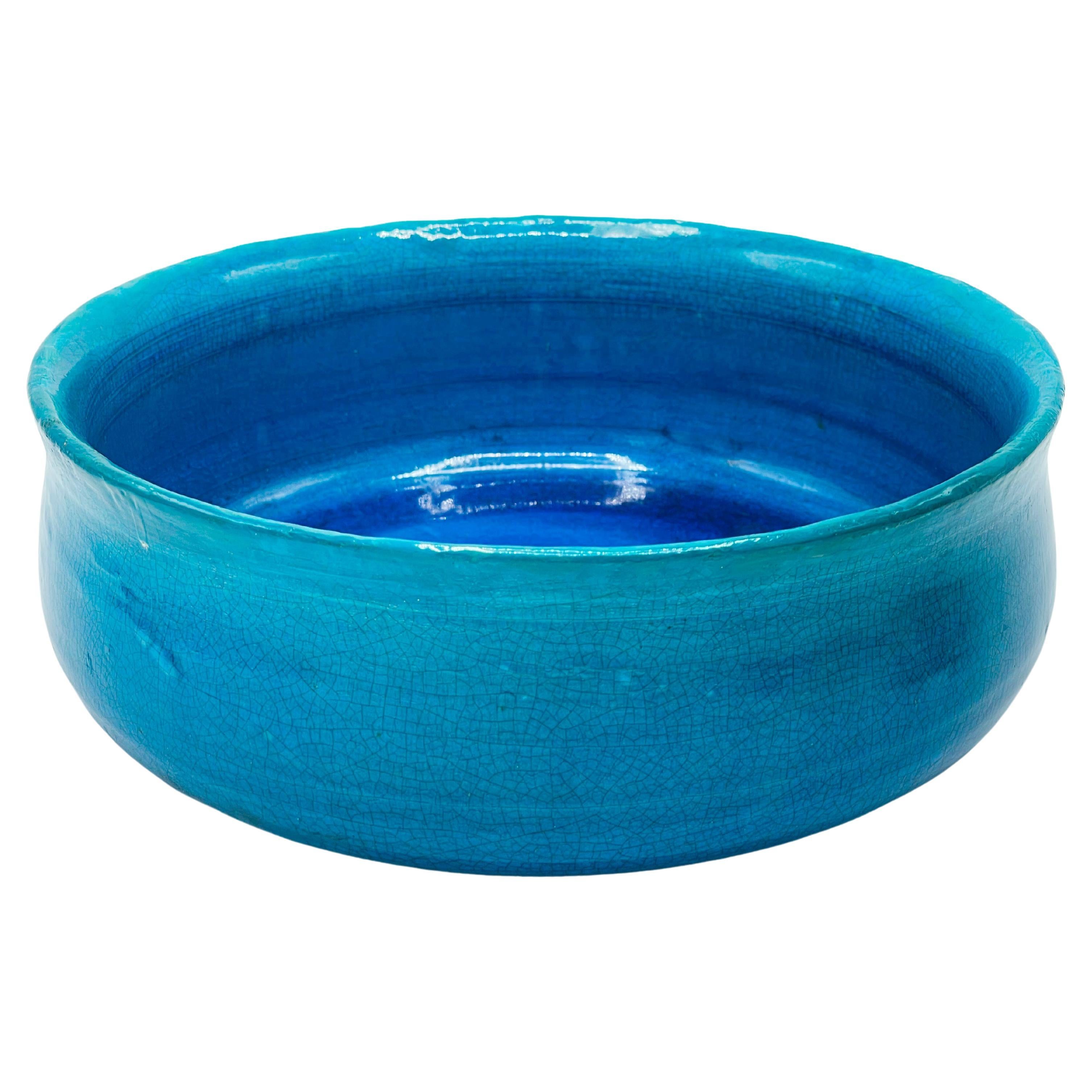 Bol en poterie émaillée turquoise craquelée Jean Besnard en vente