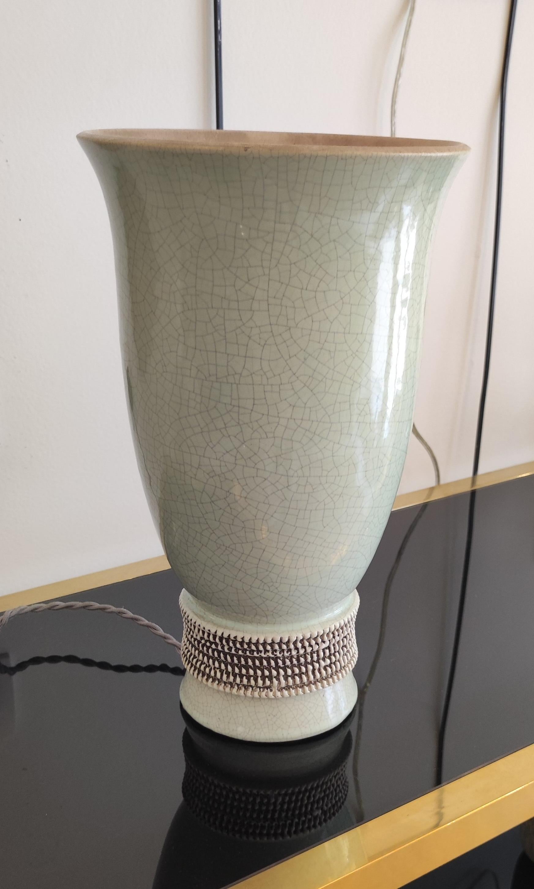 Jean Besnard Lampe aus grüner, rissiger Keramik, um 1930 im Angebot 4