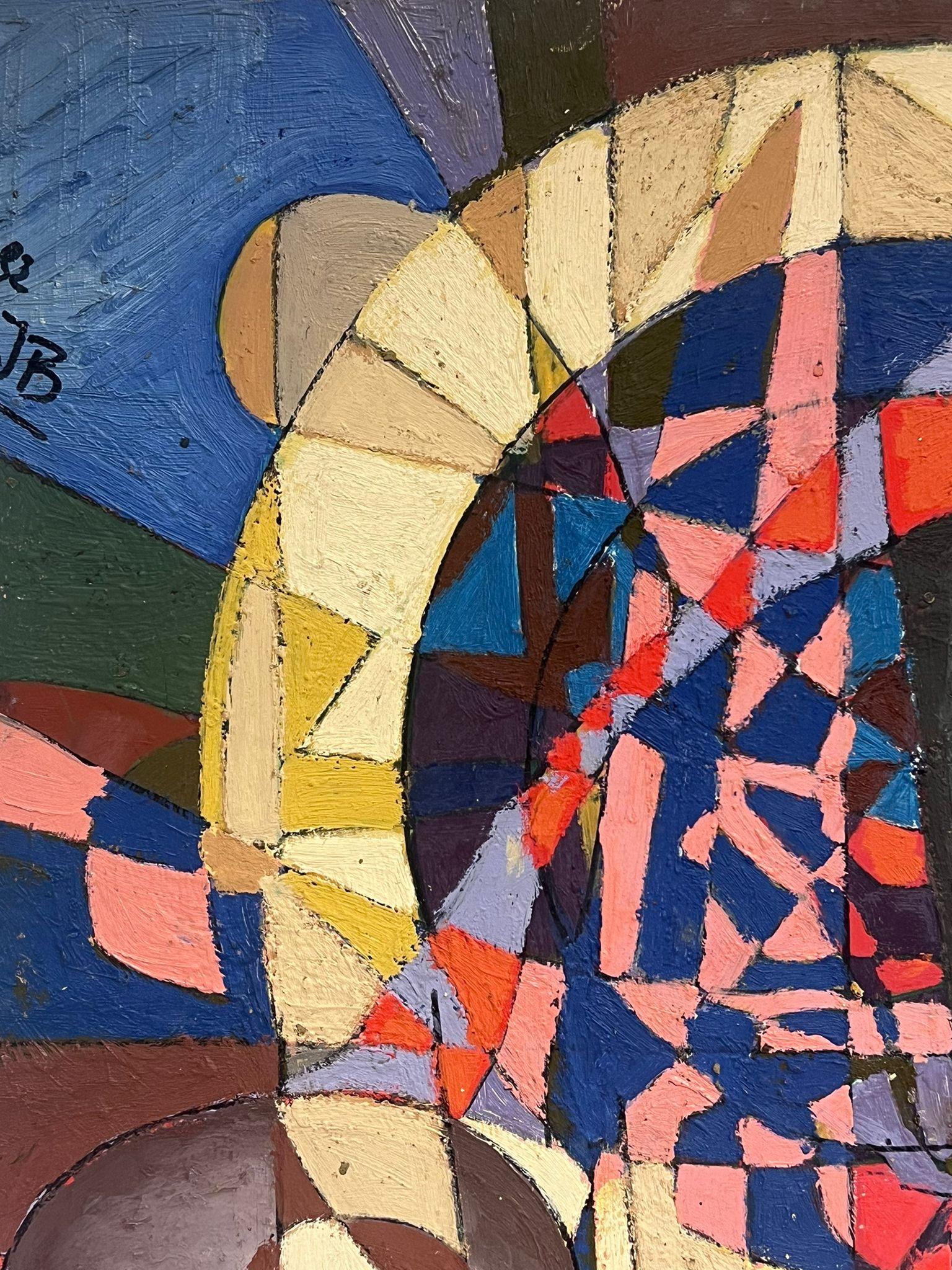 Grande dipinto a olio del XX secolo, composizione astratta cubista francese firmata - Painting di Jean Besnard