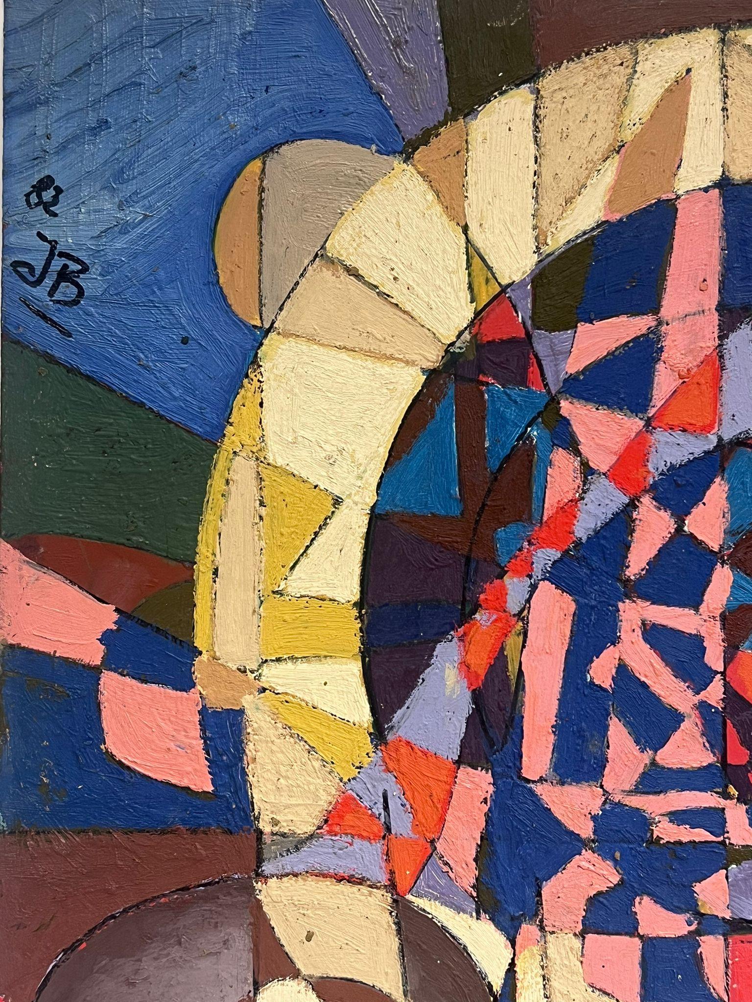 Grande dipinto a olio del XX secolo, composizione astratta cubista francese firmata - Painting Cubismo di Jean Besnard