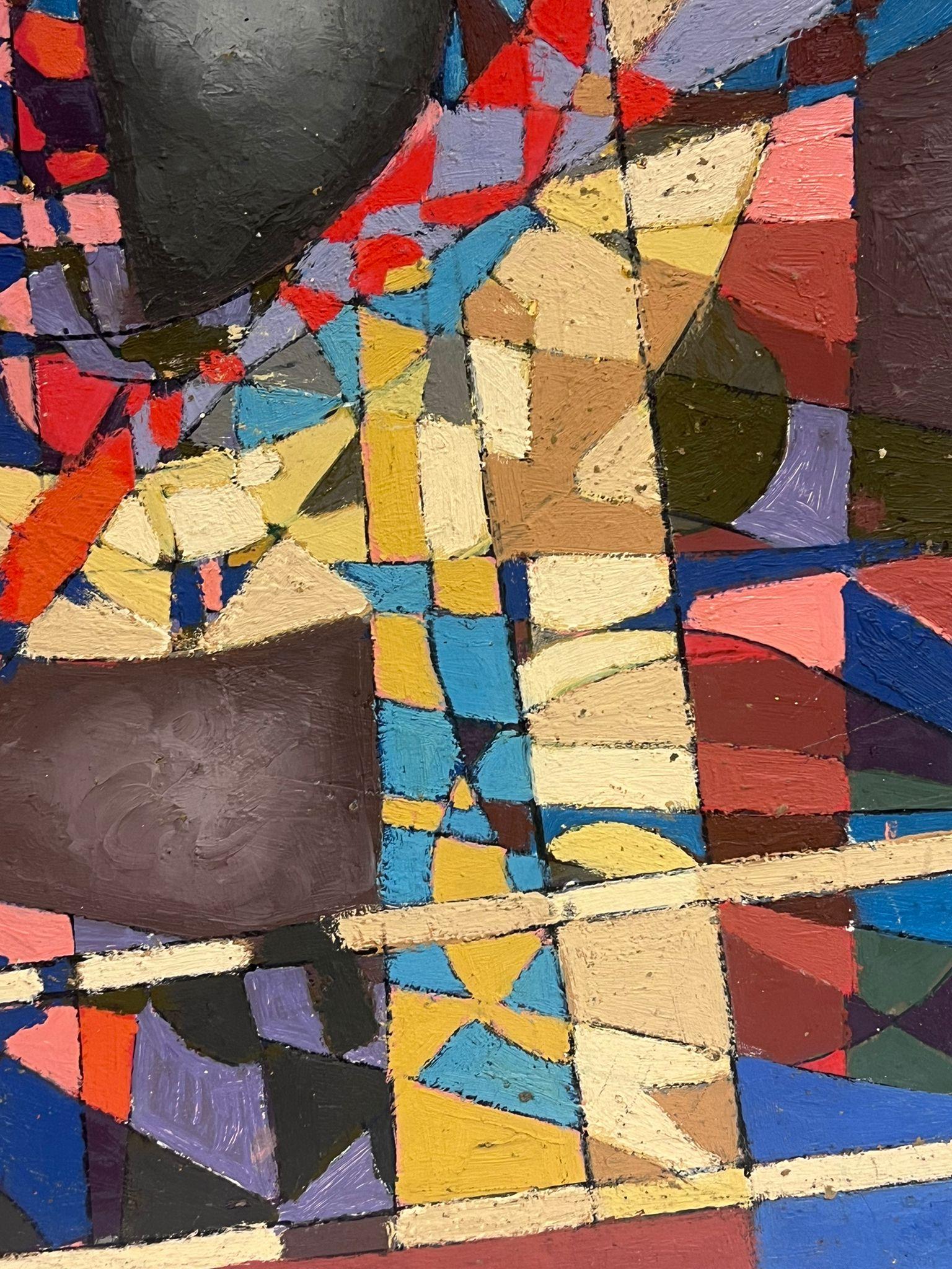 Grande dipinto a olio del XX secolo, composizione astratta cubista francese firmata in vendita 1