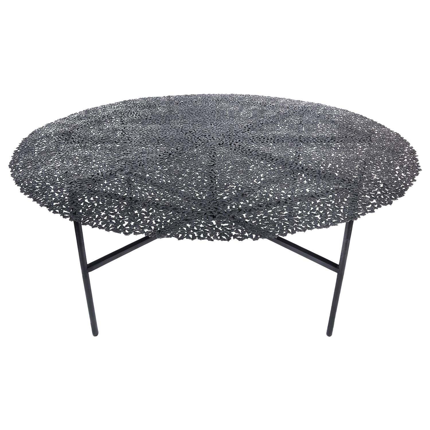 Jean Blackened Bronze Lost Wax Cast Butterfly Indoor or Outdoor Dining Table For Sale