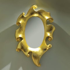 Jean Boggio for Les Héritiers gold gilt swirl mirror, France 1980s