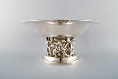 Jean Boggio for Roux-Marquiand, France Large Modernist Compote in Plated Silver