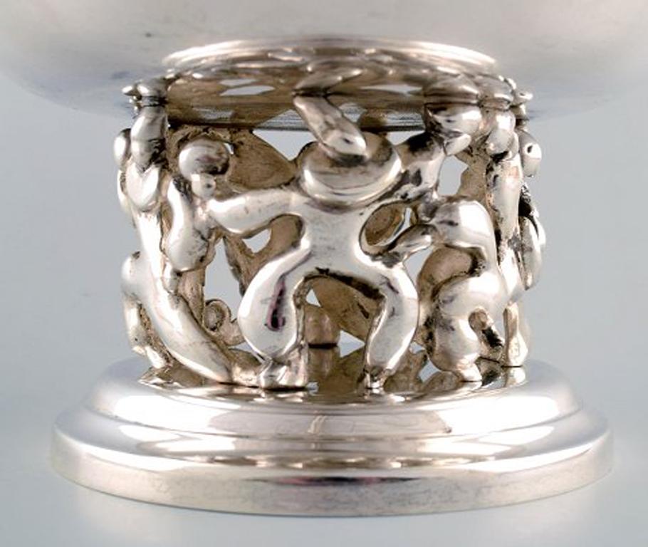 20th Century Jean Boggio for Roux-Marquiand, France Large Modernist Compote in Plated Silver