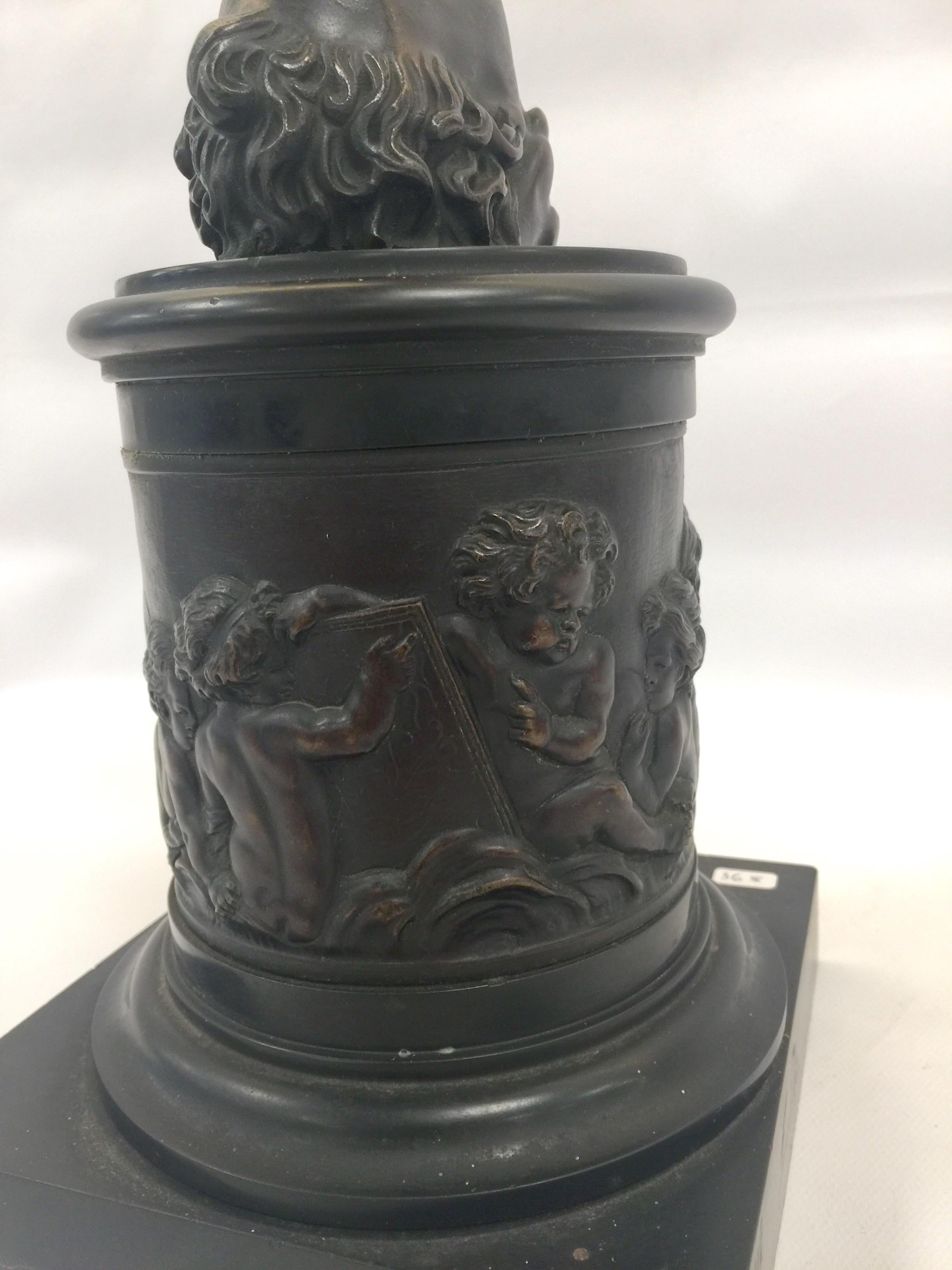 Neoclassical Jean Bologna Dalila in Bronze over Green Portoro Marble For Sale