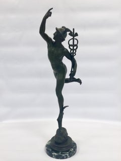 Jean Bologna Mercury in Bronze over Green Portoro Marble