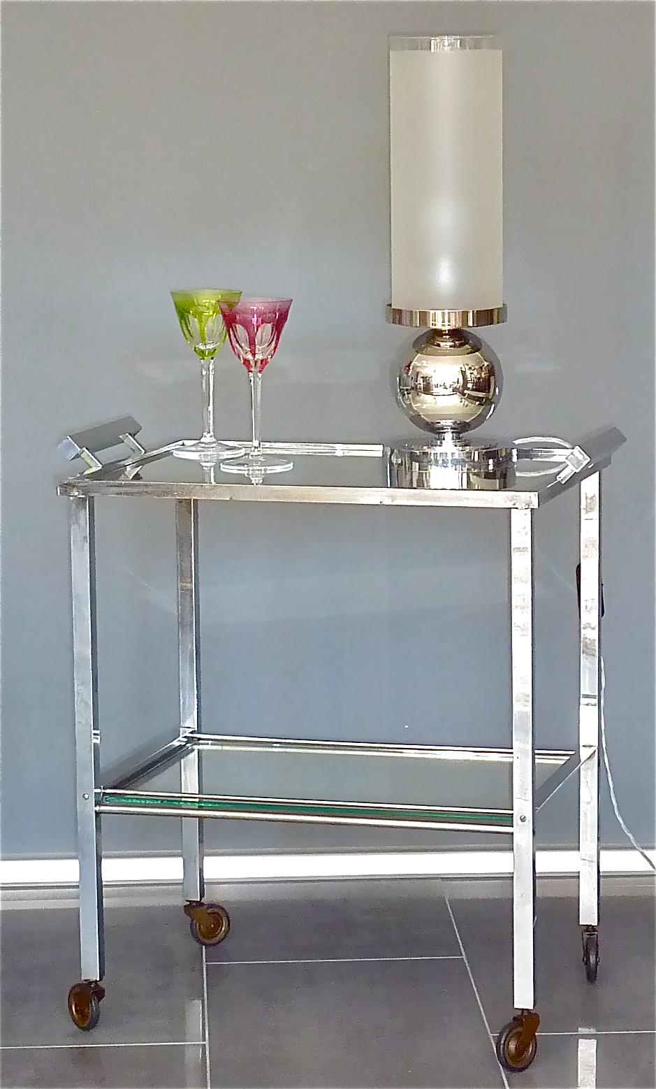 Modernist Jean Boris Lacroix Table Lamp Chrome Tube Glass Perzel Desny 1930s For Sale 11