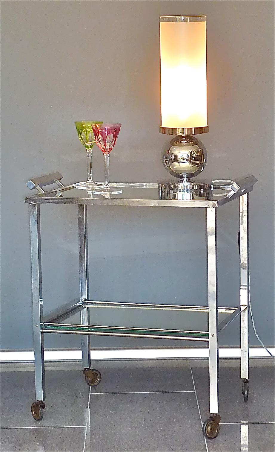Modernist Jean Boris Lacroix Table Lamp Chrome Tube Glass Perzel Desny 1930s For Sale 12