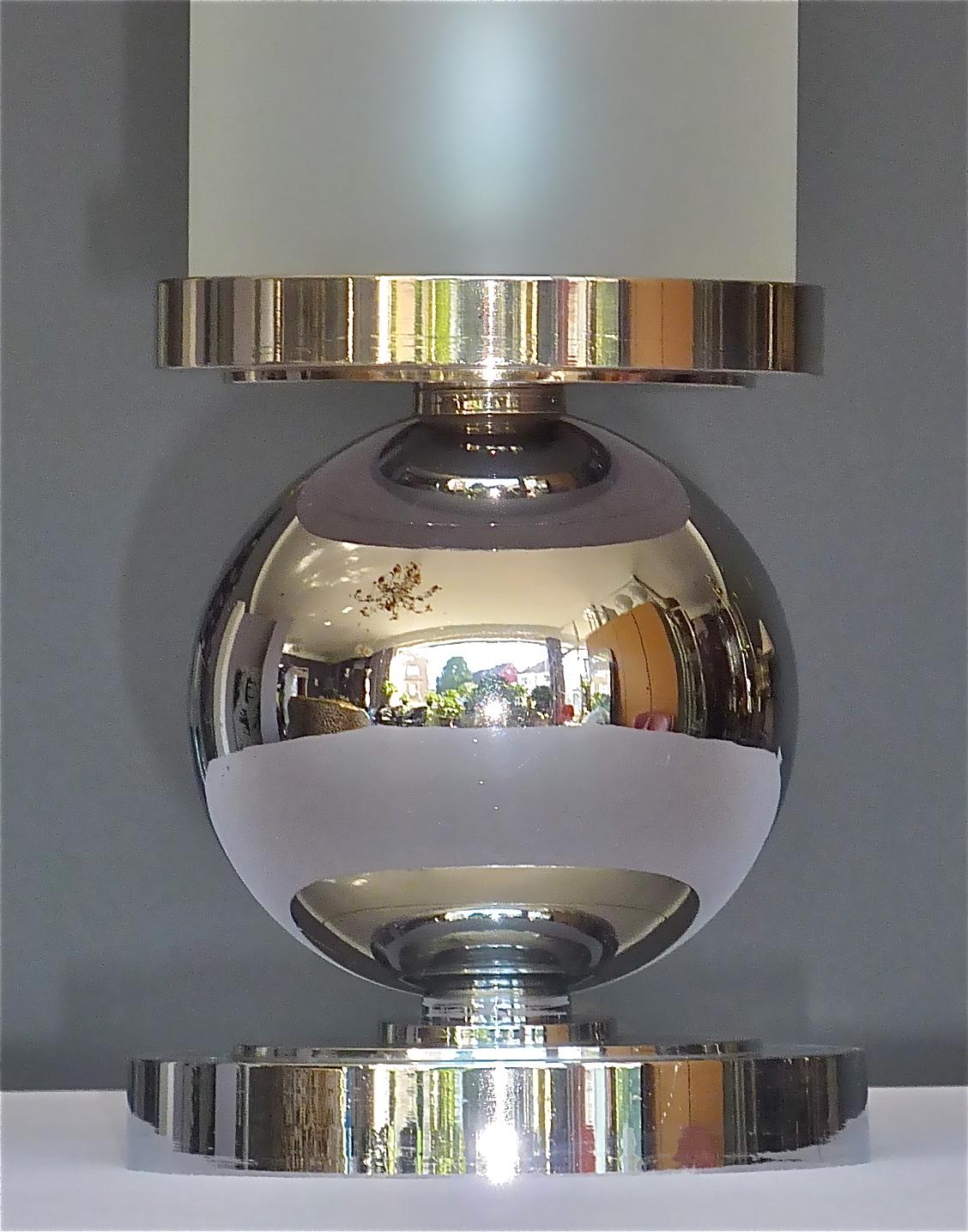 French Modernist Jean Boris Lacroix Table Lamp Chrome Tube Glass Perzel Desny 1930s For Sale