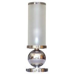 Jean Boris Lacroix 1930s Modernist Tube Table Lamp Chrome Glass Perzel Desny