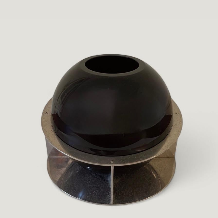 Jarrón de opalina negra y níquel Jean Boris Lacroix circa 1930 en Bueno estado para la venta en CA, CA