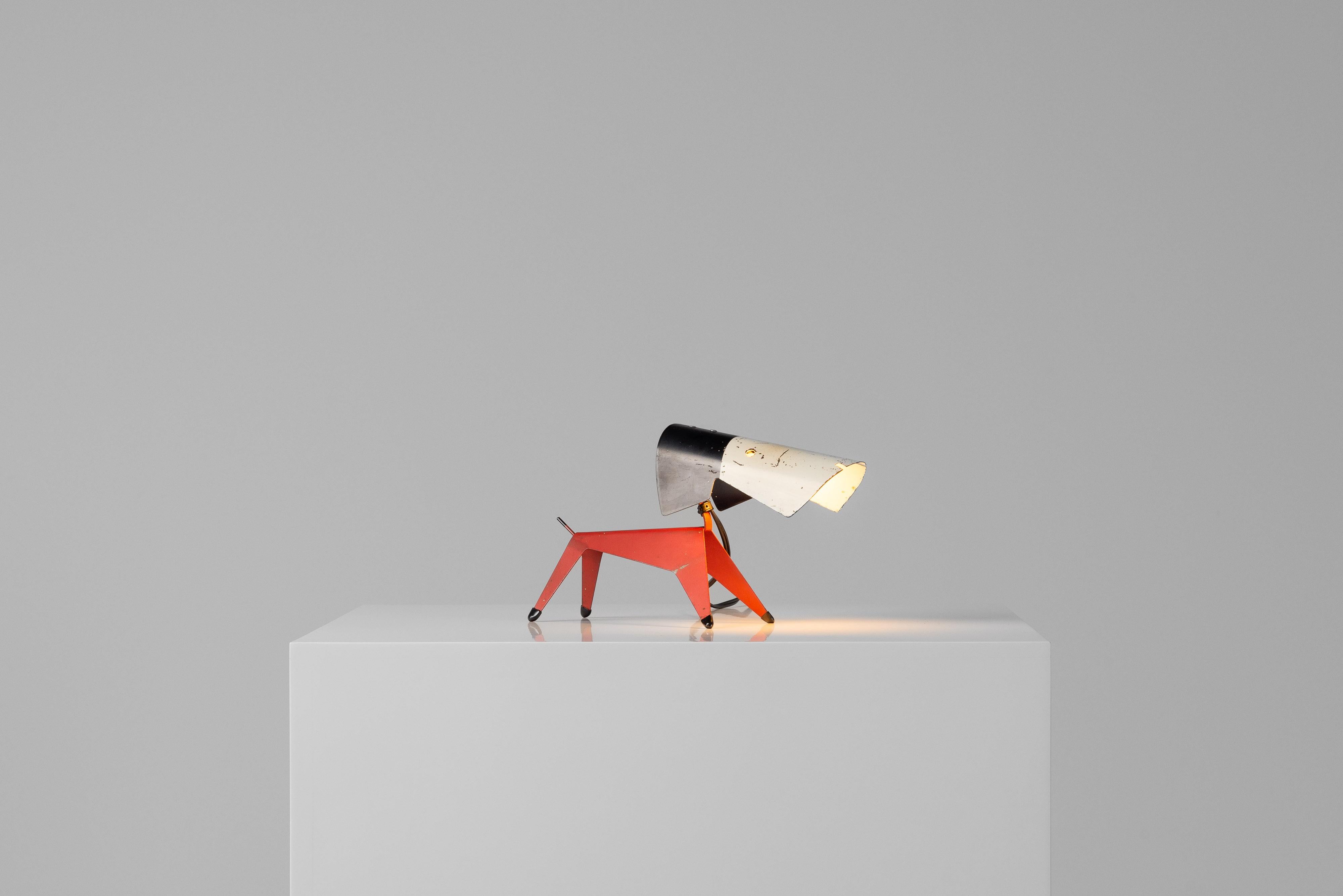 Mid-Century Modern Jean Boris Lacroix dog table lamp Disderot France 1950 For Sale