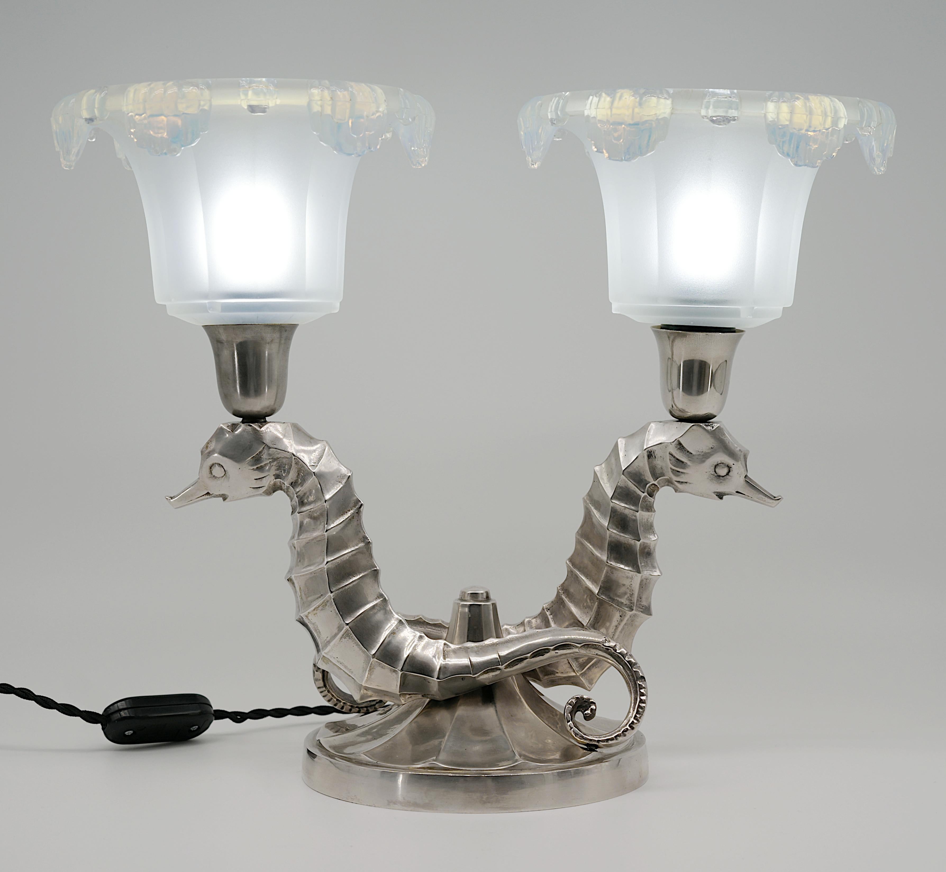 Paire de lampes de table Art déco françaises Jean Boris Lacroix, 1920 Bon état - En vente à Saint-Amans-des-Cots, FR