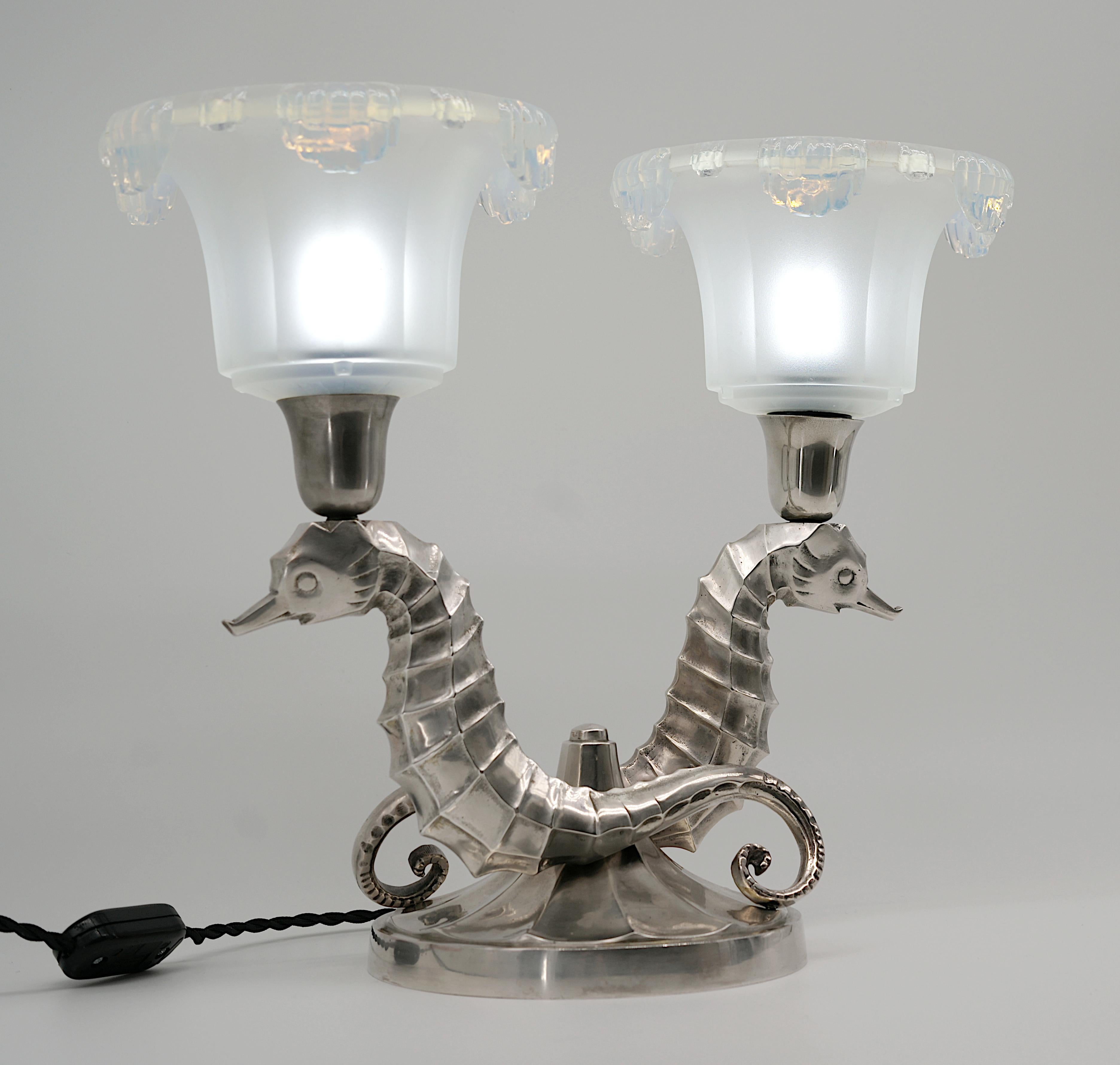 Début du 20ème siècle Paire de lampes de table Art déco françaises Jean Boris Lacroix, 1920 en vente
