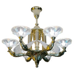 Jean Boris Lacroix Large French Art Deco Bird Chandelier, 1920