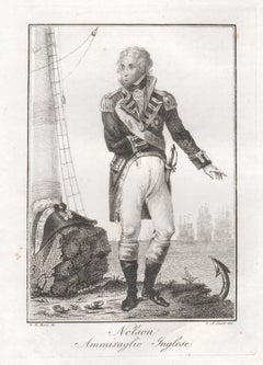 Admiral Nelson, Antique Italian naval portrait engraving print