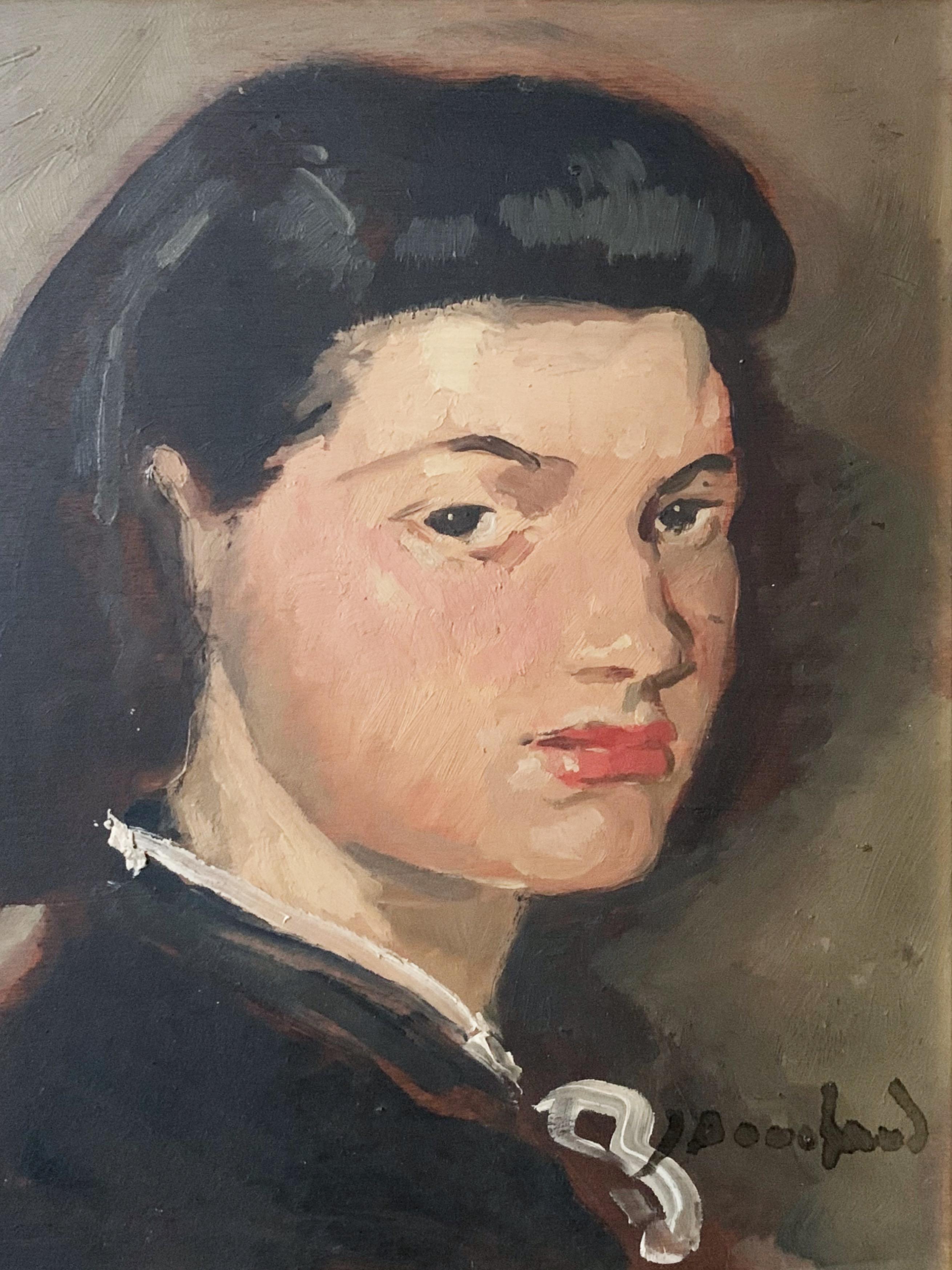 Jean Bouchaud Portrait Painting - Portrait of a woman, oil on panel