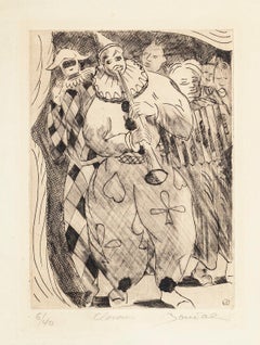 Clowns - Original Etching by Jean Boudal - 1950s