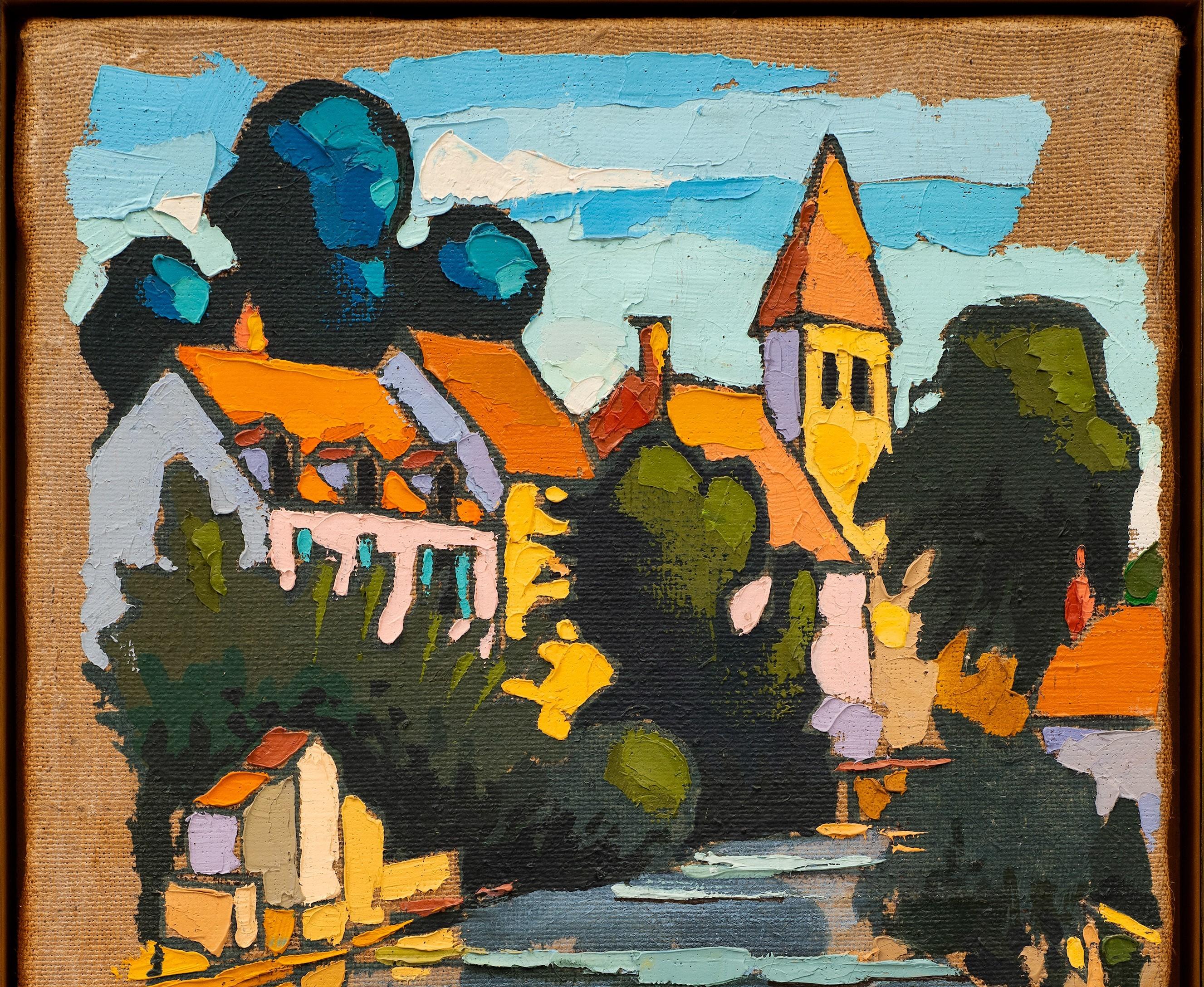 Paesaggio dipinto di Digione, Francia, Canale di Borgogna di Jean Boulay (1937-1994) A in vendita 2