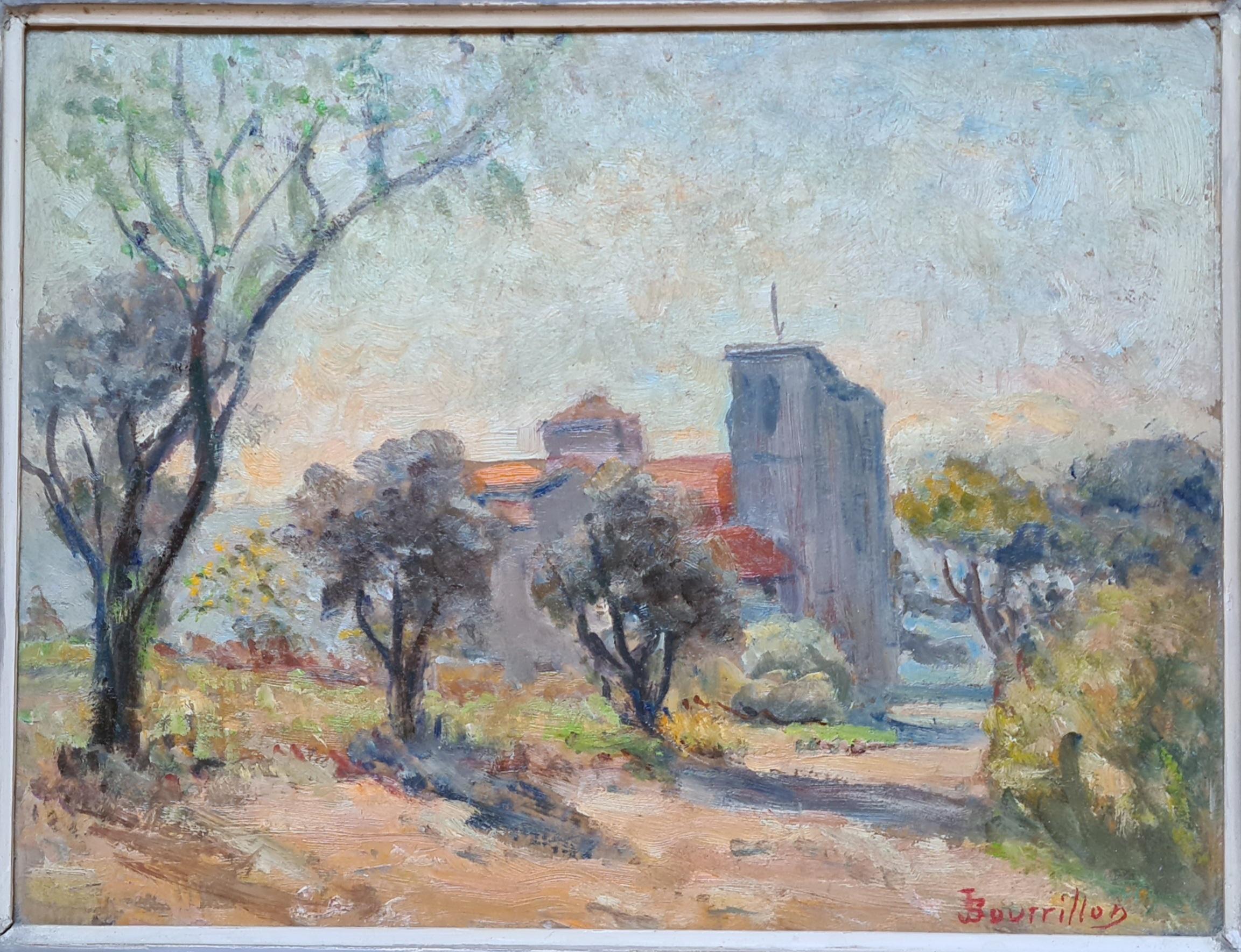  French Impressionist Landscape, Notre Dame de la Salette �à Marseille. - Painting by Jean Bourrillon