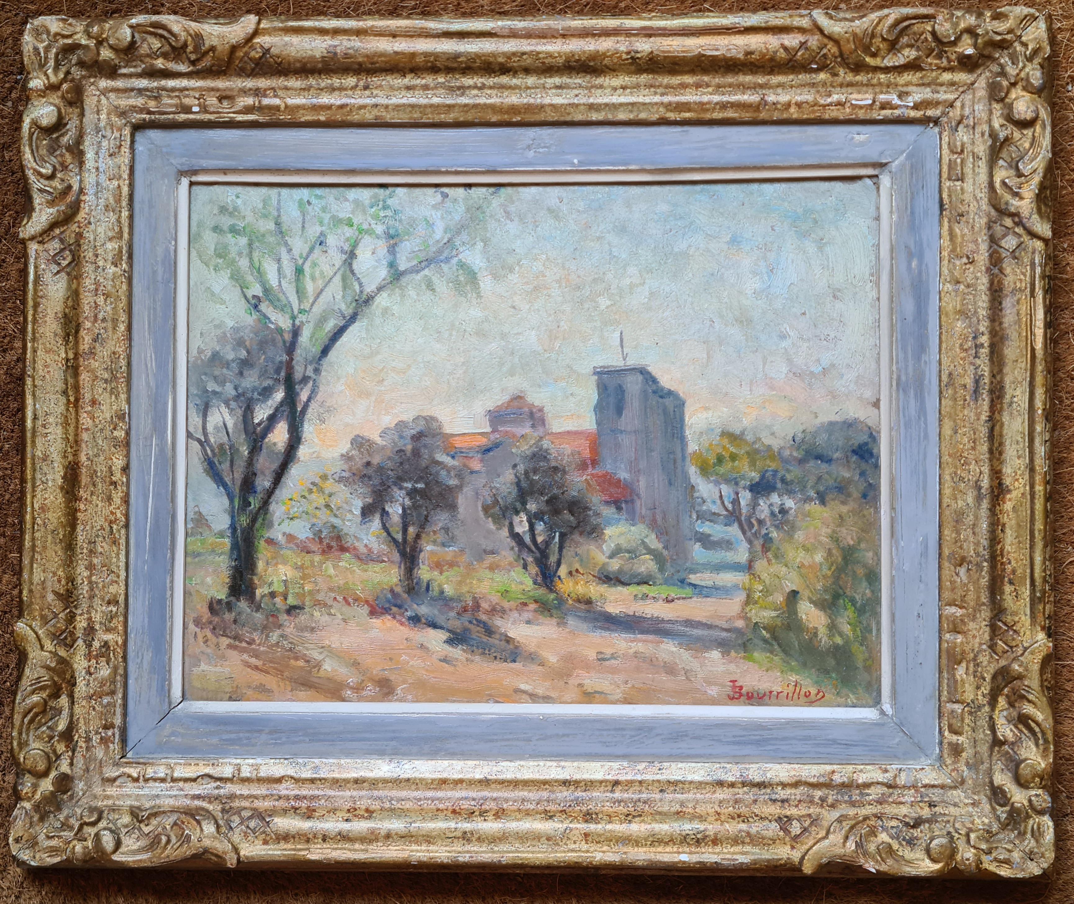 Jean Bourrillon Landscape Painting -  French Impressionist Landscape, Notre Dame de la Salette à Marseille.