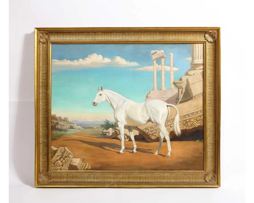 Jean Bowman (Américain, 1918-1994), portrait d'un cheval blanc arabe, 1947 Bon état - En vente à New York, NY