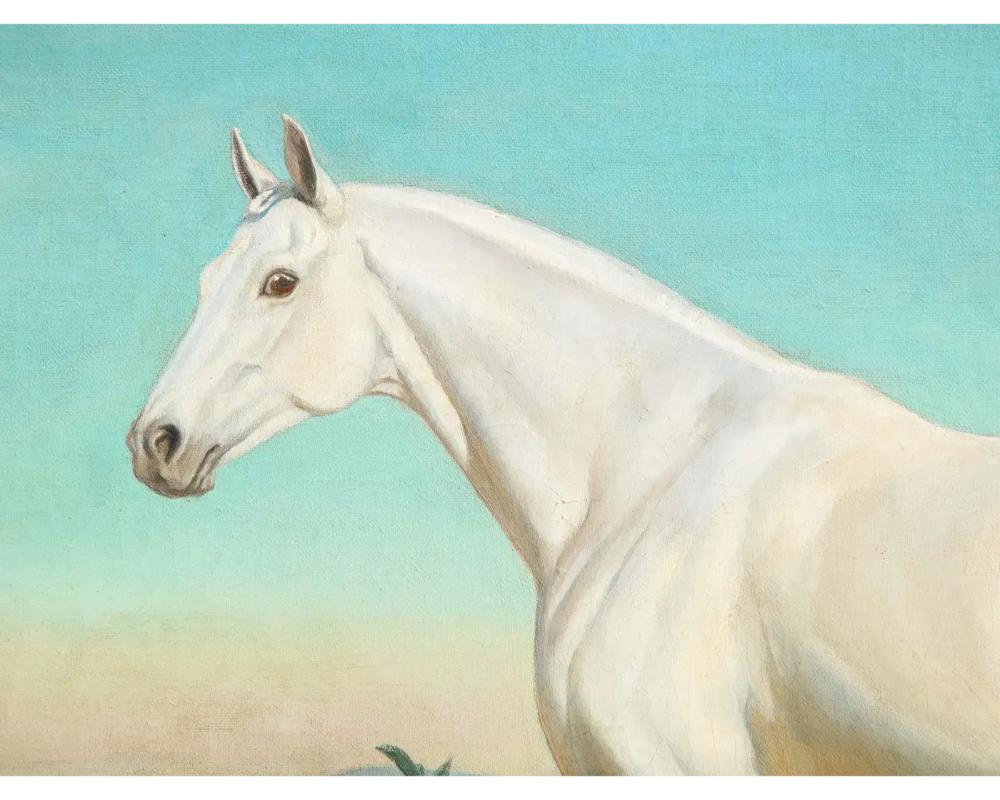 Jean Bowman (Américain, 1918-1994), portrait d'un cheval blanc arabe, 1947 en vente 3