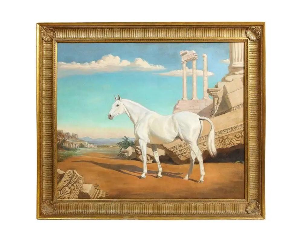 Jean Bowman (Américain, 1918-1994), portrait d'un cheval blanc arabe, 1947 en vente