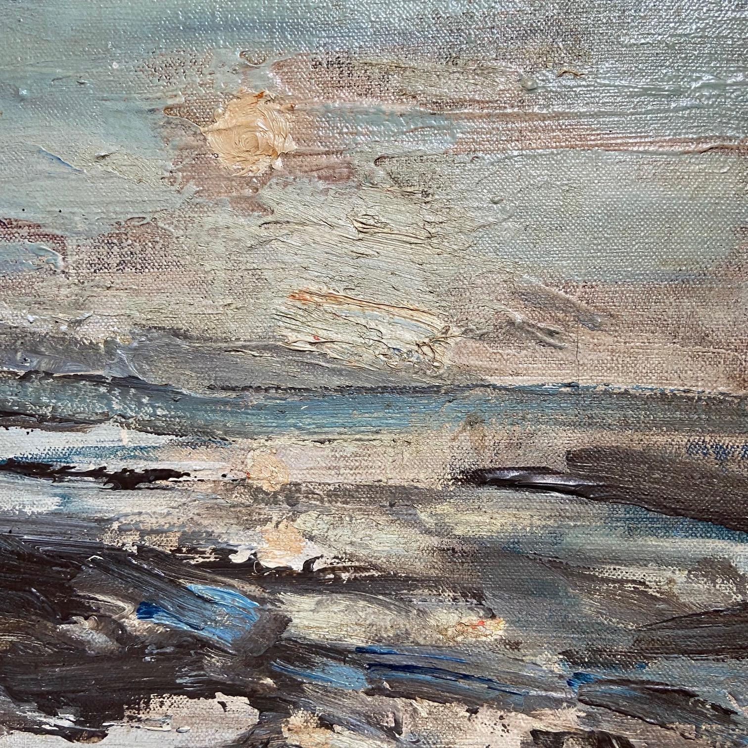 Néoclassique Jean Bréant Peinture à l'huile abstraite neutre, signée en vente