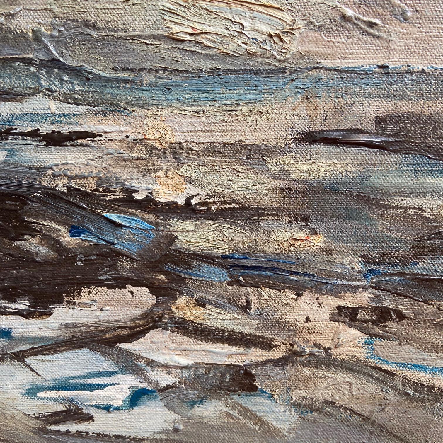 Jean Bréant Peinture à l'huile abstraite neutre, signée Bon état - En vente à ASNIÈRES-SUR-SEINE, FR