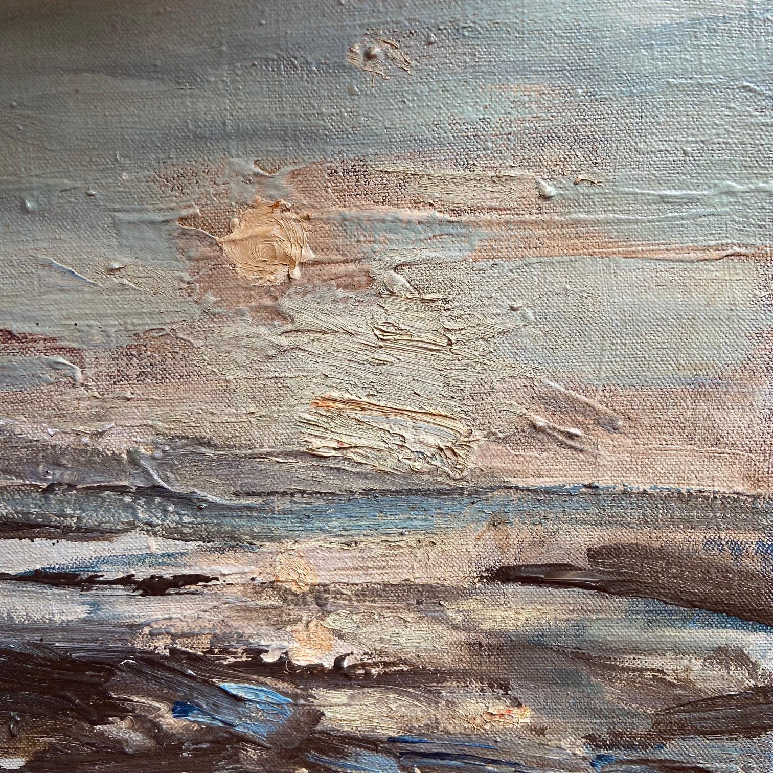 Huilé Jean Bréant Peinture à l'huile abstraite neutre, signée en vente