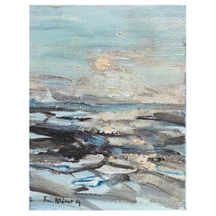 Jean Bréant Neutral abstract oil painting, signed