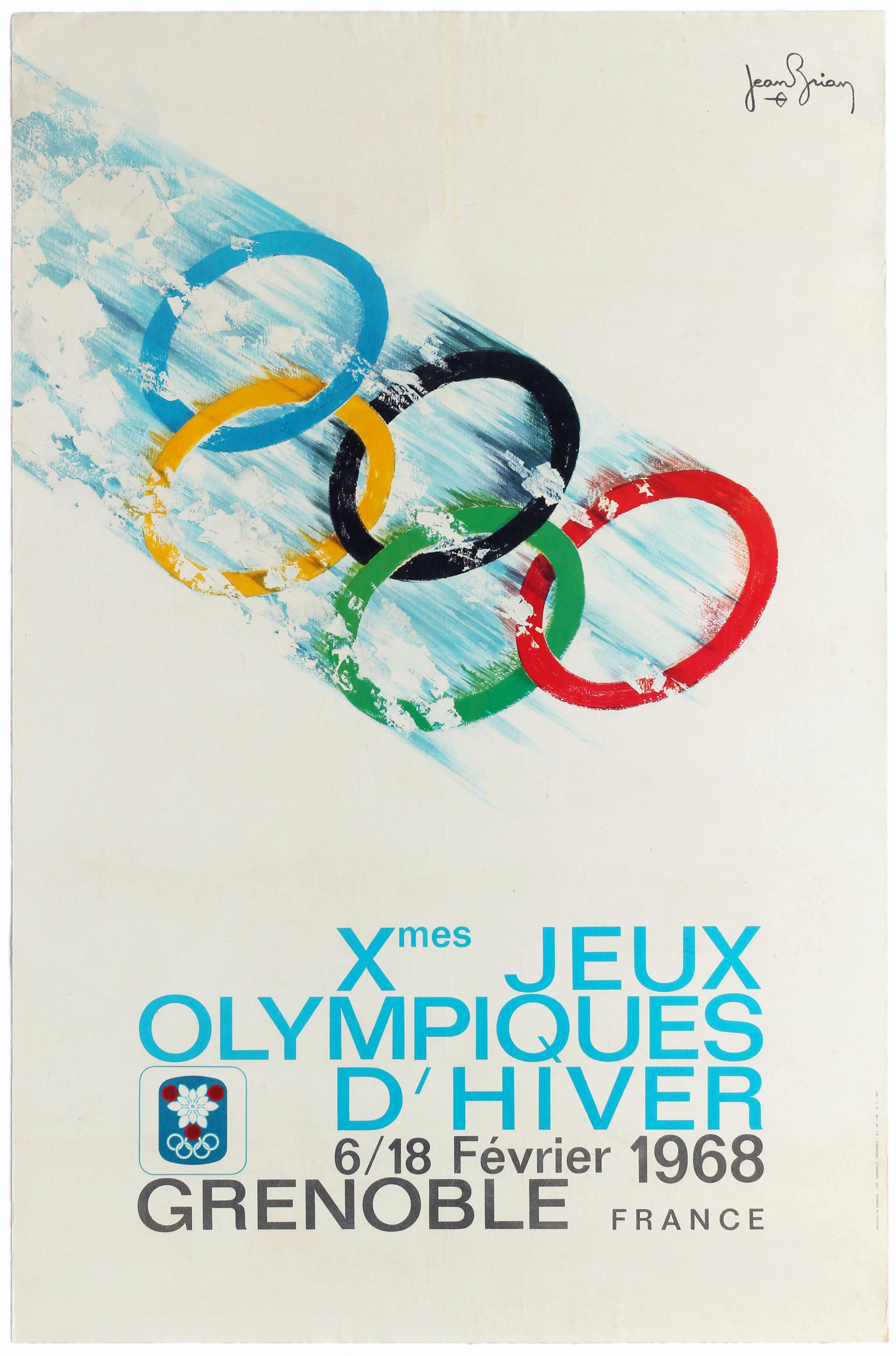 Vintage Grenoble 1968 Winter Olympics Poster A3/A4 Print 