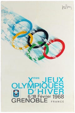 Original Vintage Poster 1968 Winter Olympic Games Grenoble Jeux Olympiques Sport