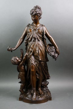 "Alegoría del otoño" Gran grupo de bronce Napoleón III francés