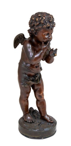 Jean Bulio "Cupido" in bronzo patinato, 19° C.