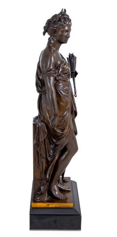 Jean Bulio "Diana e il suo cane" Bronzo patinato