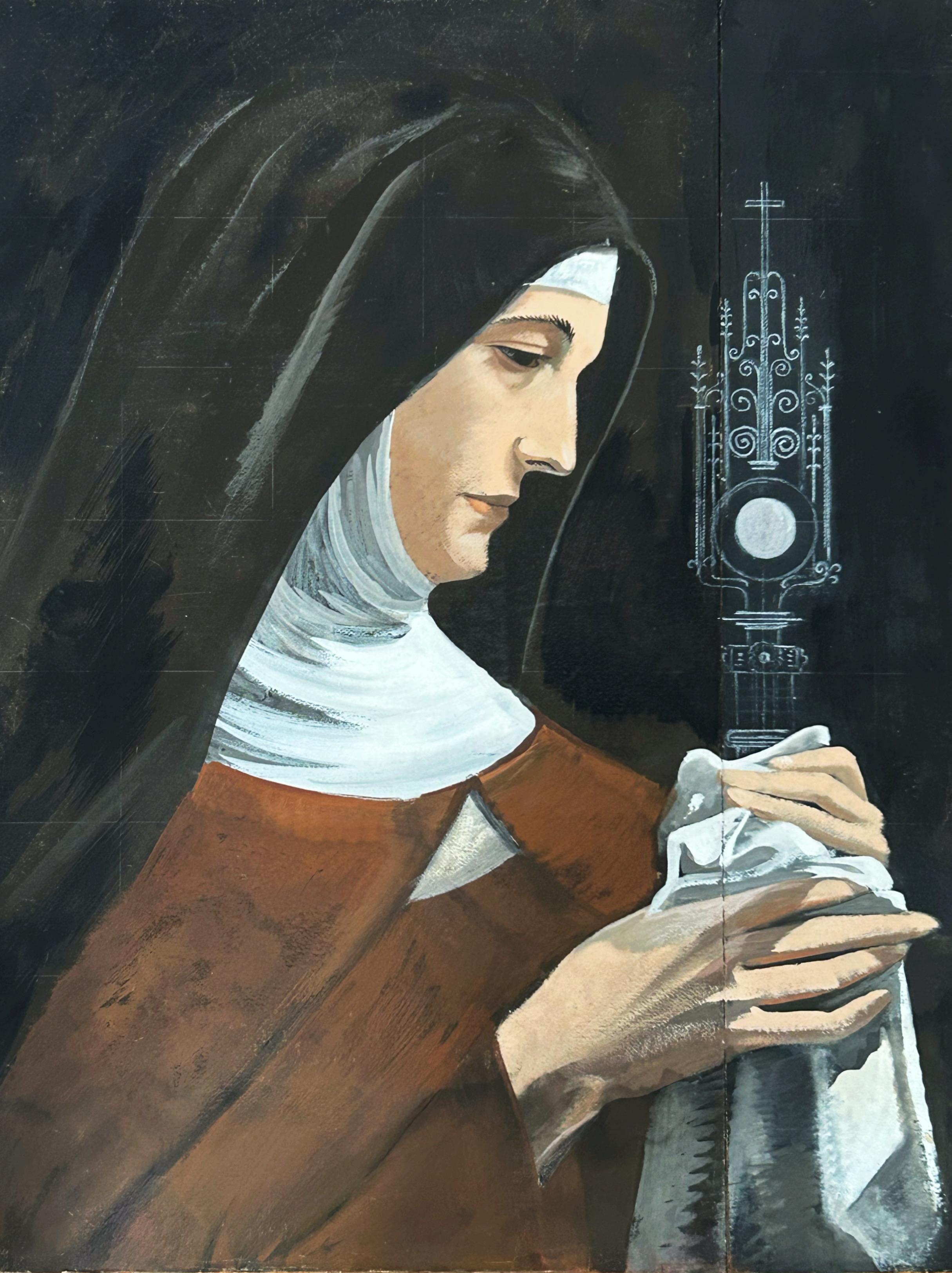 Jean Burkhalter, Santa Clara de Asís, 1944, aguada sobre tabla en venta 2
