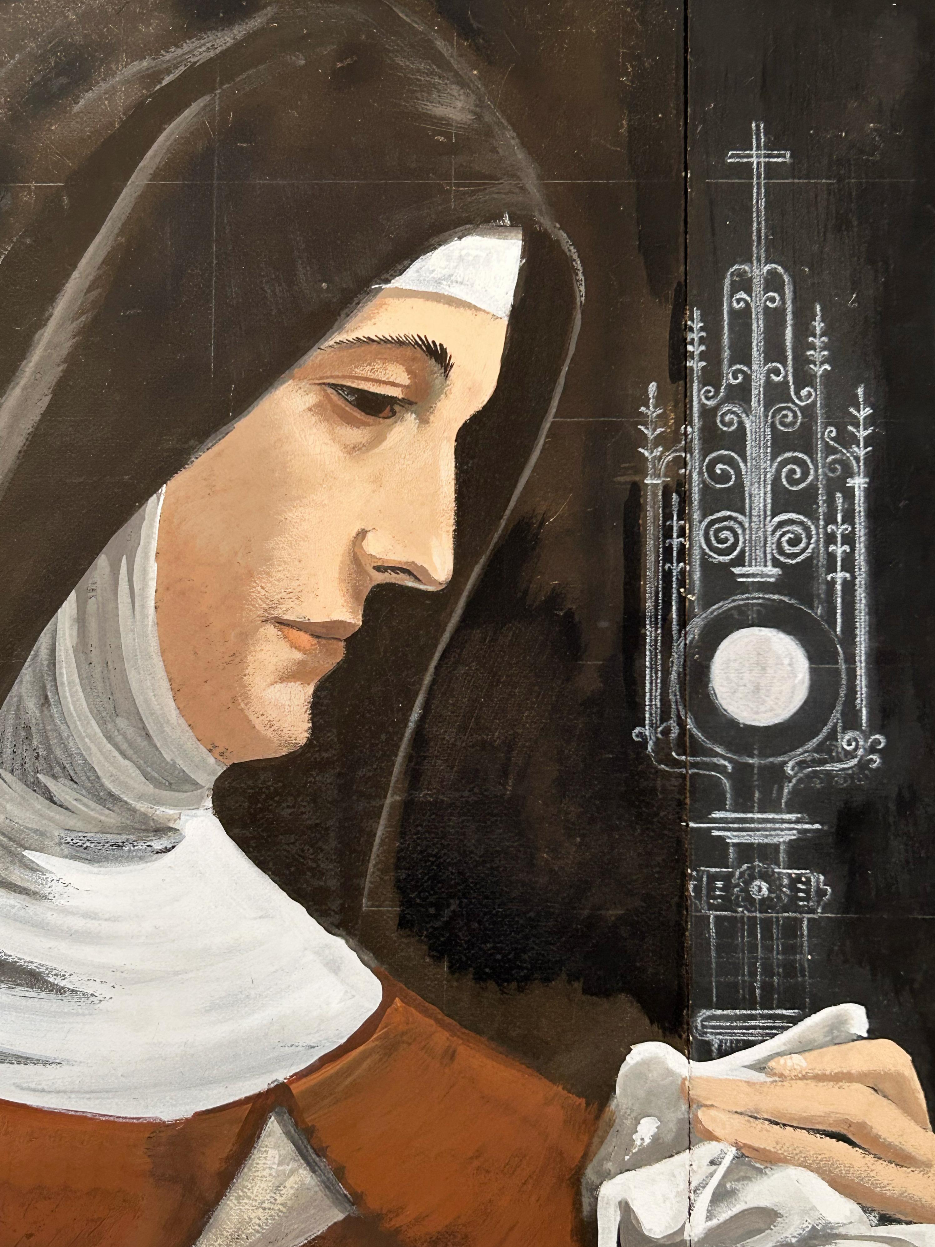 Jean Burkhalter, Santa Clara de Asís, 1944, aguada sobre tabla en venta 6
