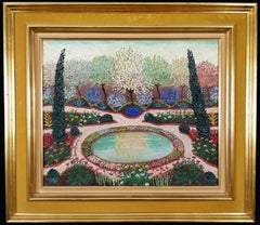 Jardin Parc de Saint-Cloud - Large French Paris Naïf Garden Park Oil Painting
