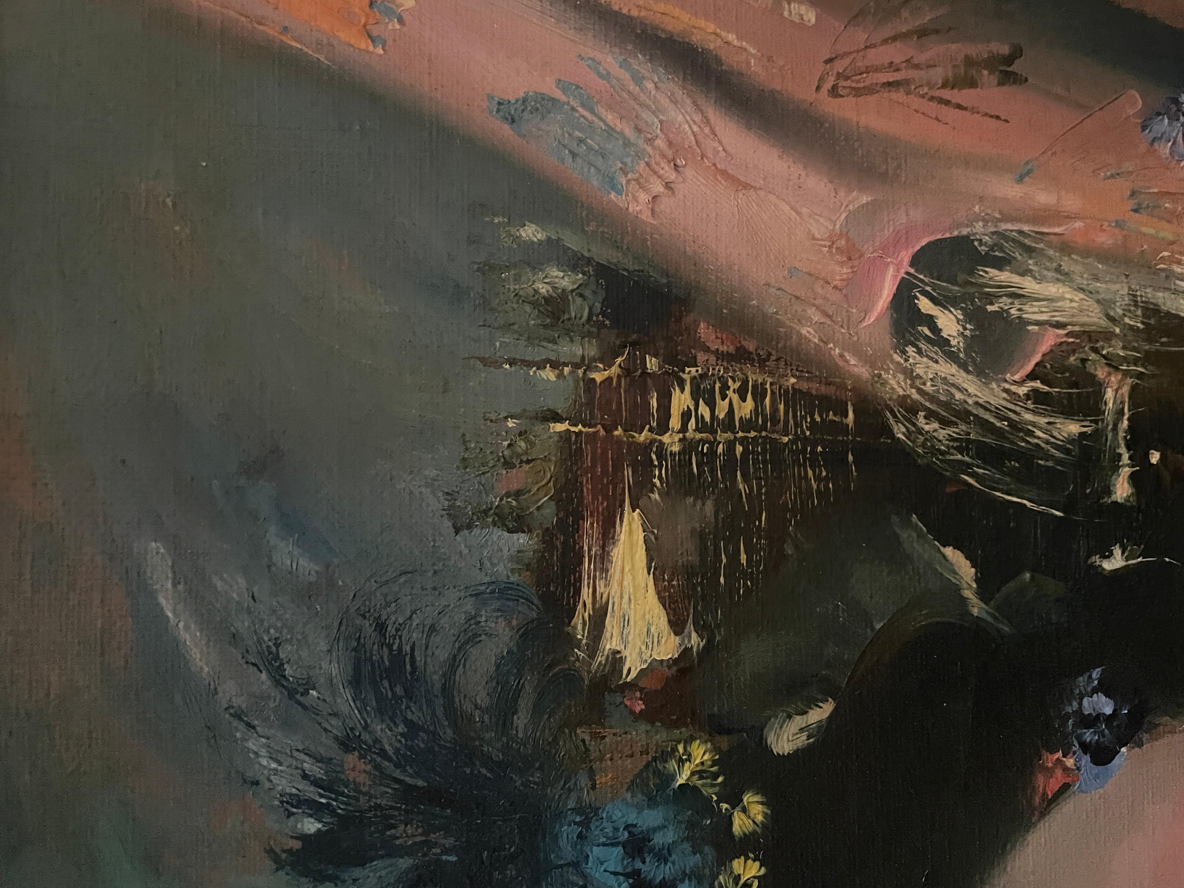 A olio Jean Calogero Pittura ad olio Ragazza con ombrello e fiori in vendita