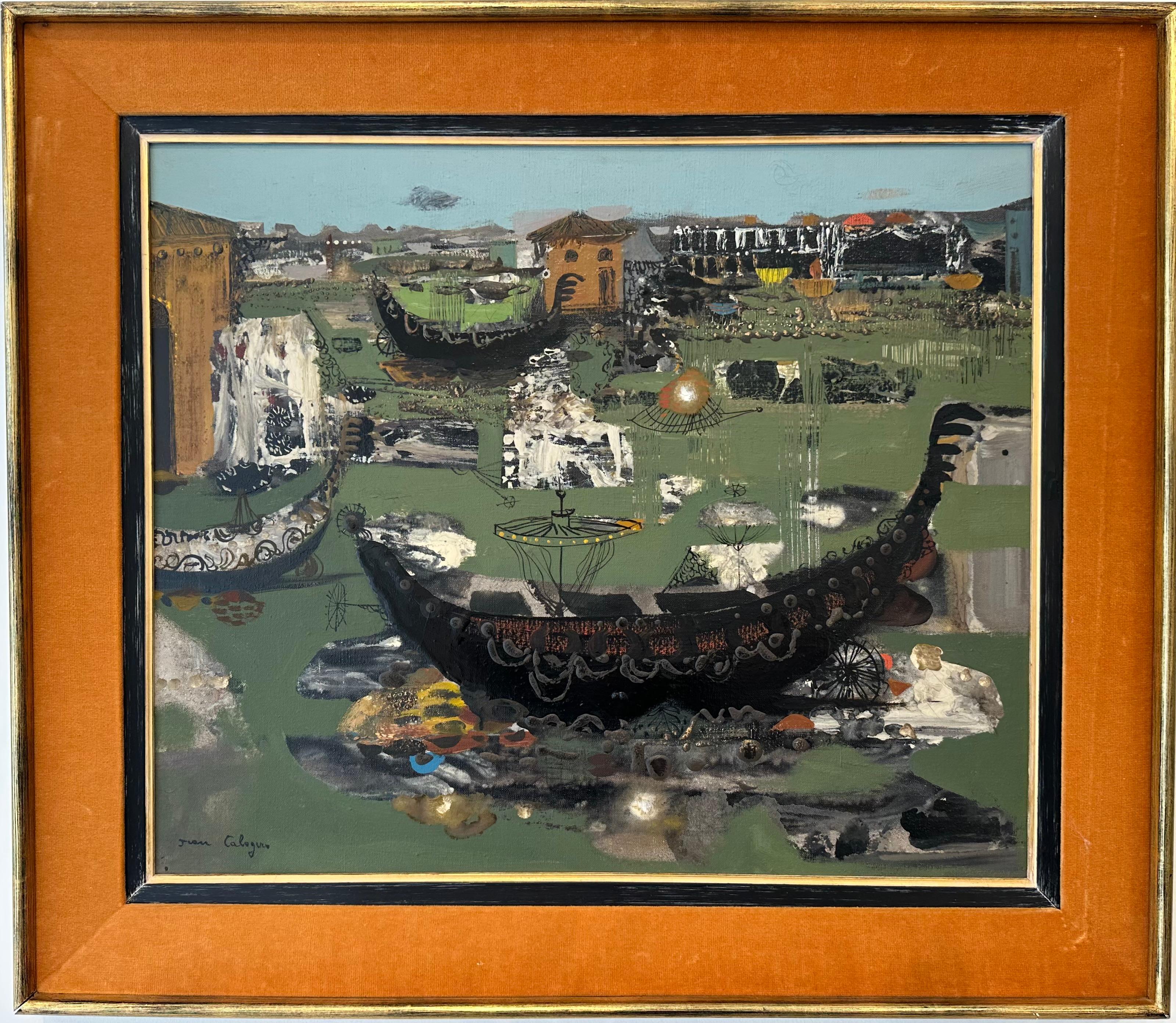 Sans titre (Scène de gondole de Venise)  - Painting de Jean Calogero