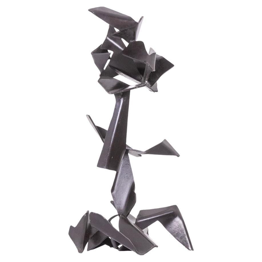 Jean Campa. Escultura geométrica de metal pulido. 1980s.