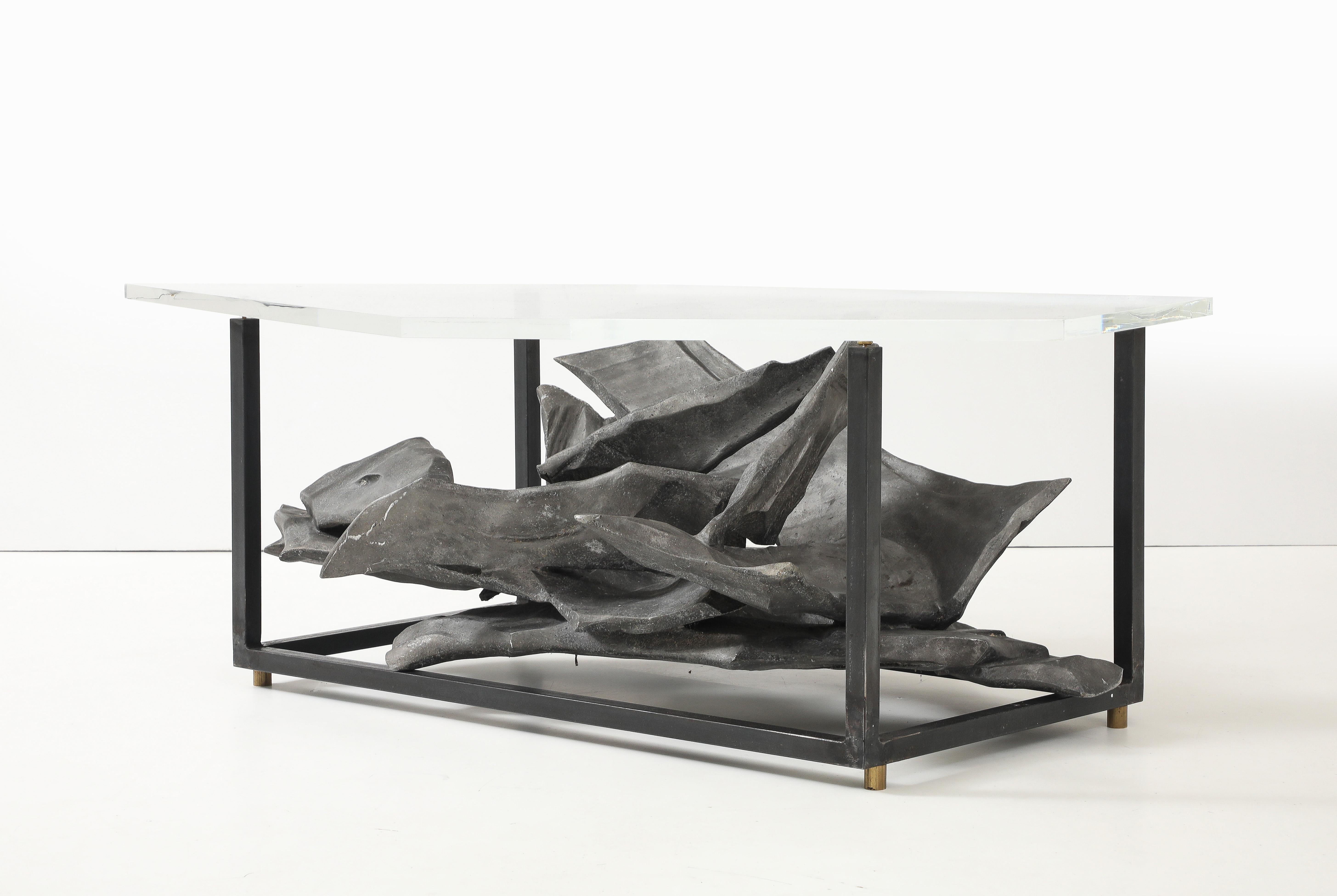 Jean Campa Signiert Abstrakte Aluminium-Skulptur Couchtisch, Frankreich, 1992 im Angebot 3