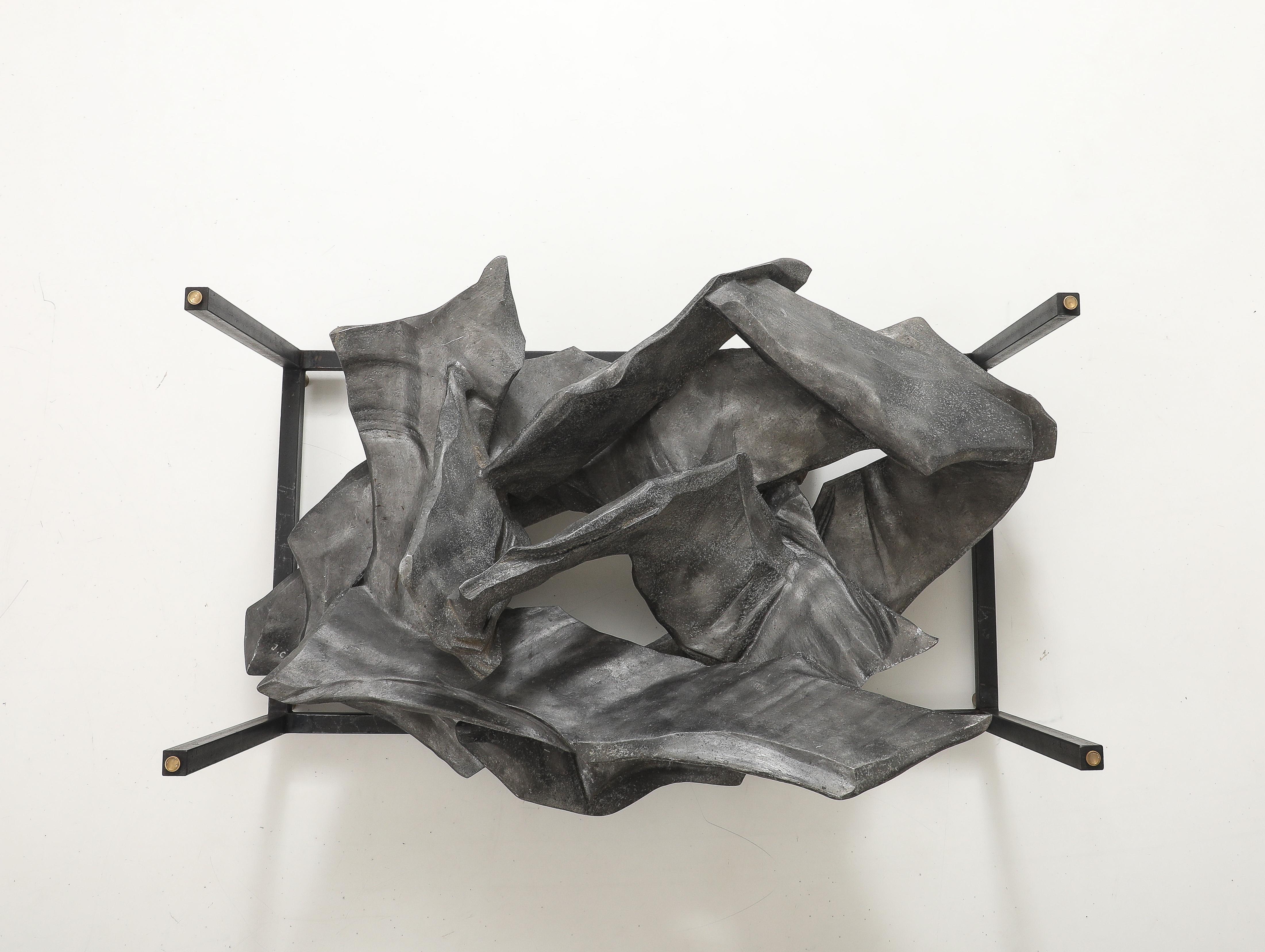 Jean Campa Signiert Abstrakte Aluminium-Skulptur Couchtisch, Frankreich, 1992 im Angebot 4