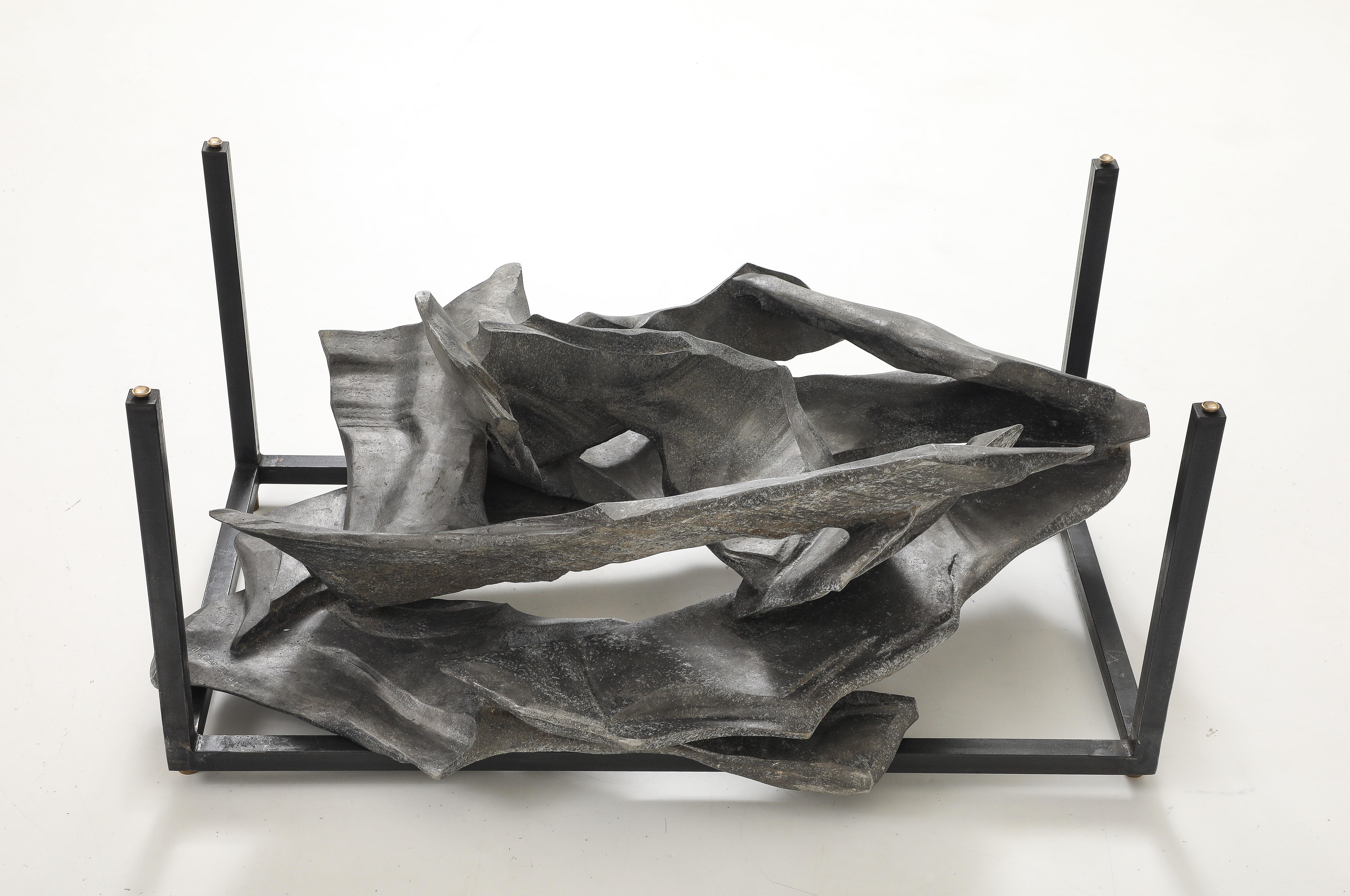 Jean Campa Signiert Abstrakte Aluminium-Skulptur Couchtisch, Frankreich, 1992 im Angebot 5